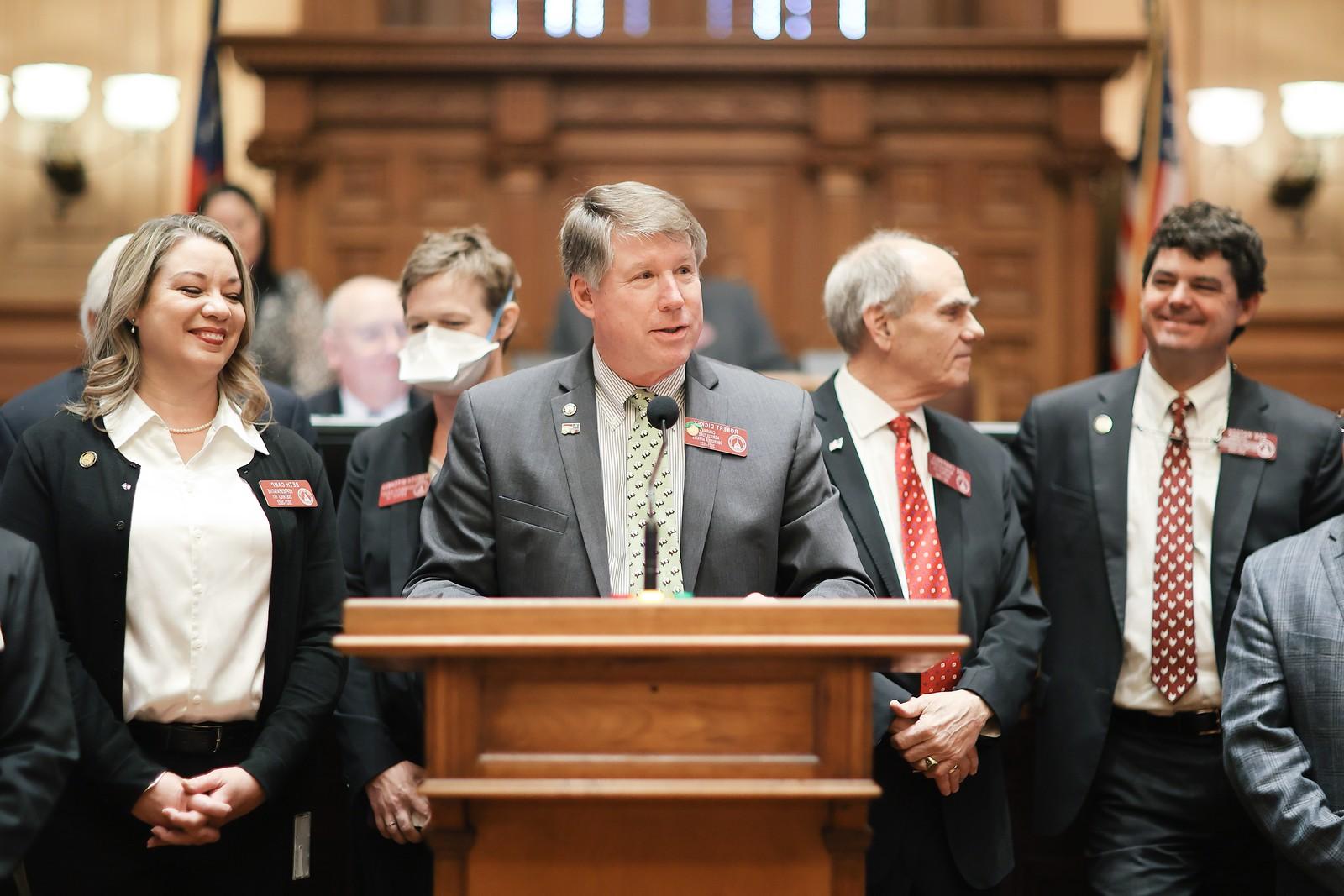 Rep. Robert Dickey (R-Musella), alongside members of the House Agriculture and Consumer Affairs Committee, marked Tuesday as National Ag Day in the House Chamber